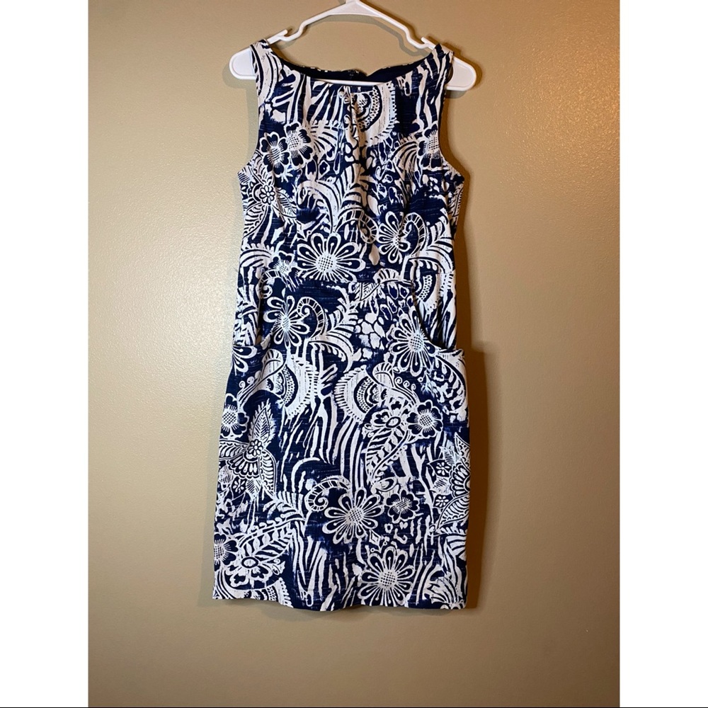 White and blue floral dress